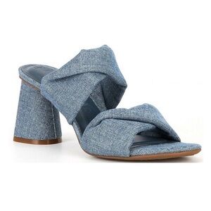 Gianni Bini Blue Denim Heeled Mules